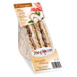 wholemeal ham and mushroom sandwich - 6x130g