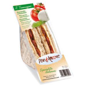 wholemeal tramezzino with mozzarella and tomato - 6x130g
