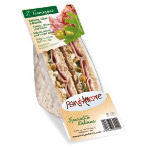 Vollkornsandwich mit Salami, Oliven und Rucola - 6x130g