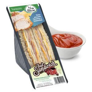 Halal-Sandwich, Truthahn, scharfe Sauce und Emmentaler - 6x130g