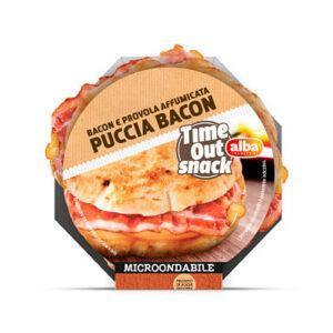 Puccia con bacon e mozzarella affumicata – 8×140g.